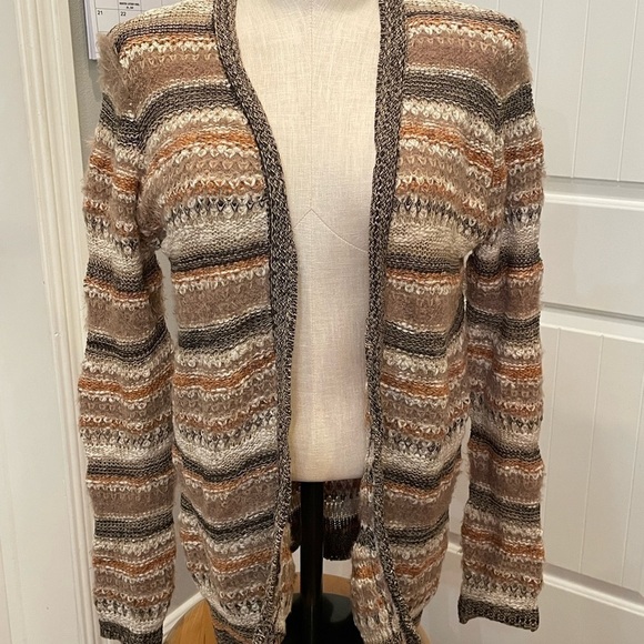 Maurices open front cardigan marled with textured stripes mixed yarns fabrics - Picture 3 of 10